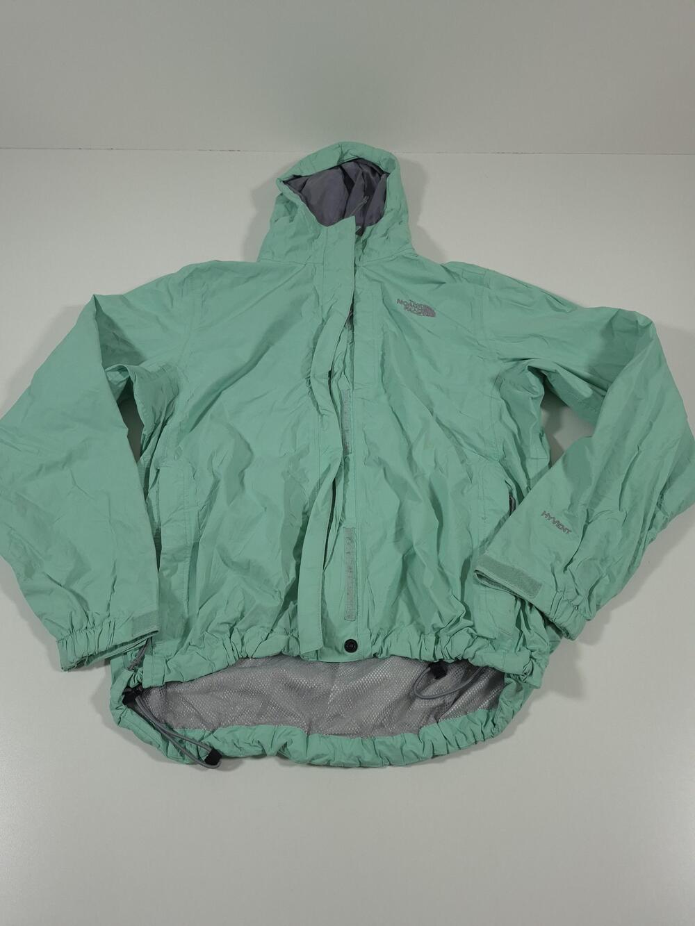 The North Face Jacket Womens Medium Green Hooded Rain Wind Waterproof FLAW